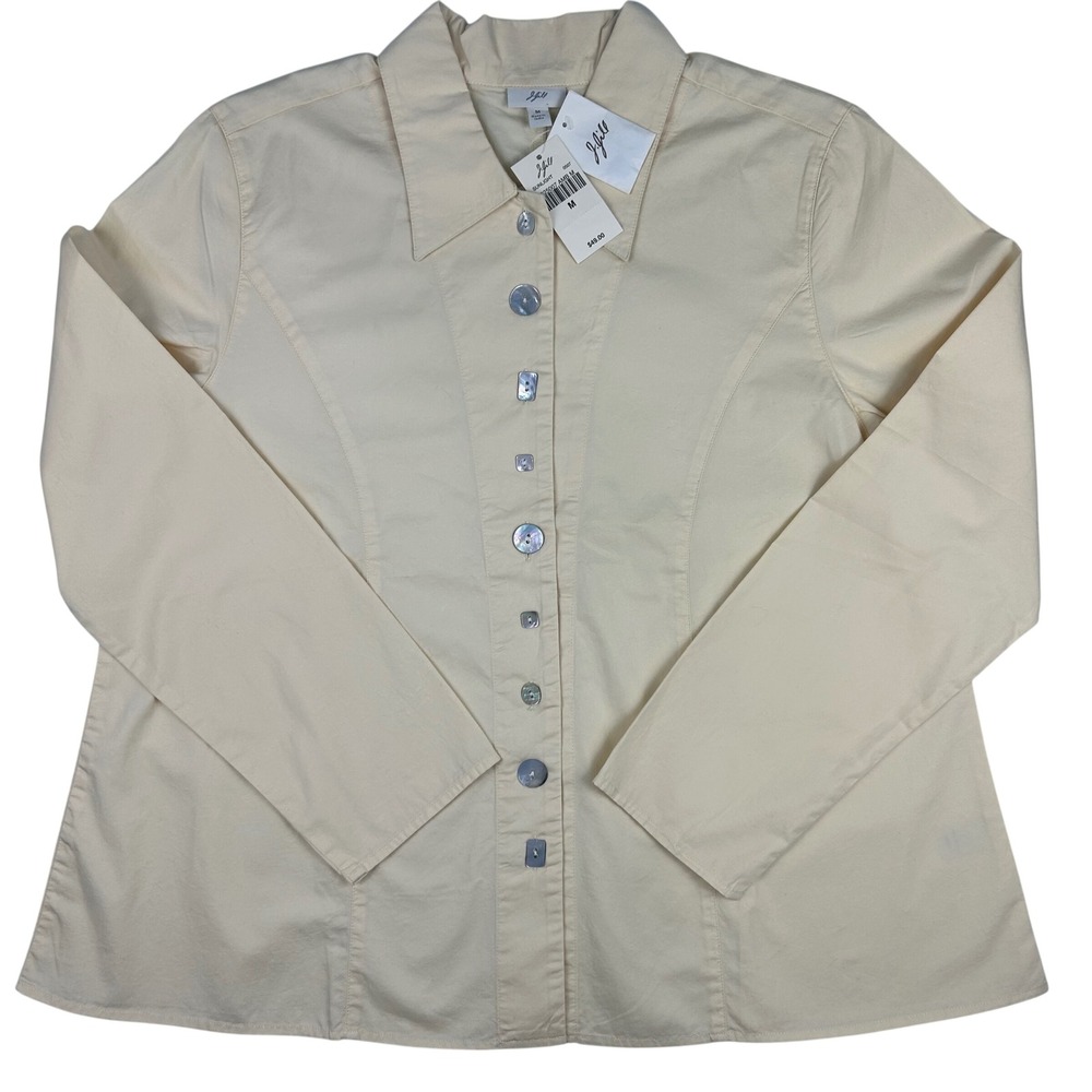 J. Jill Sunlight Yellow MOP Button Down Shirt Long Sleeve Cotton Blend‎ Medium